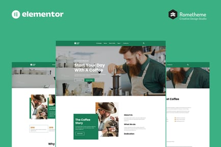 Preview: Cafein - Coffee Bar & Cafe Elementor Pro Full Site Template Kit