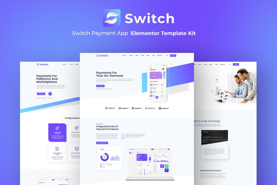 Cover for Switch - Payment App Elementor Template Kit