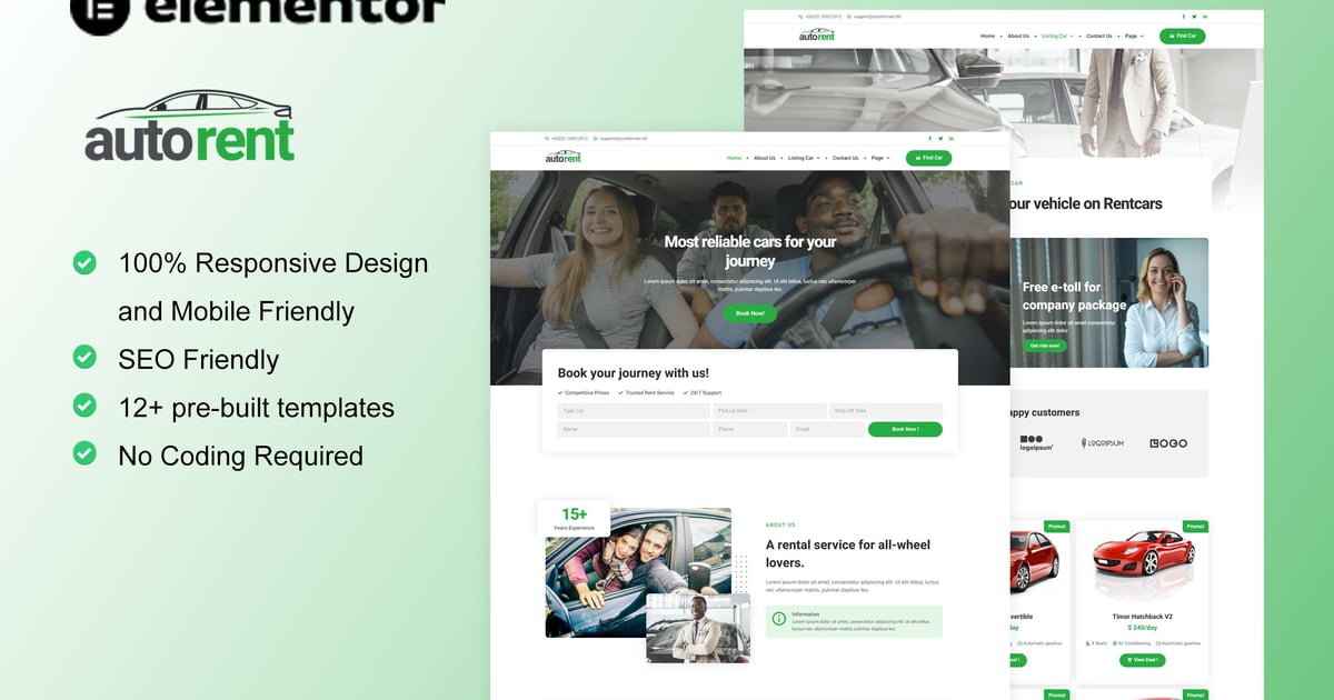 AutoRent - Car Rental Service Elementor Template Kit, WP Template Kits ...