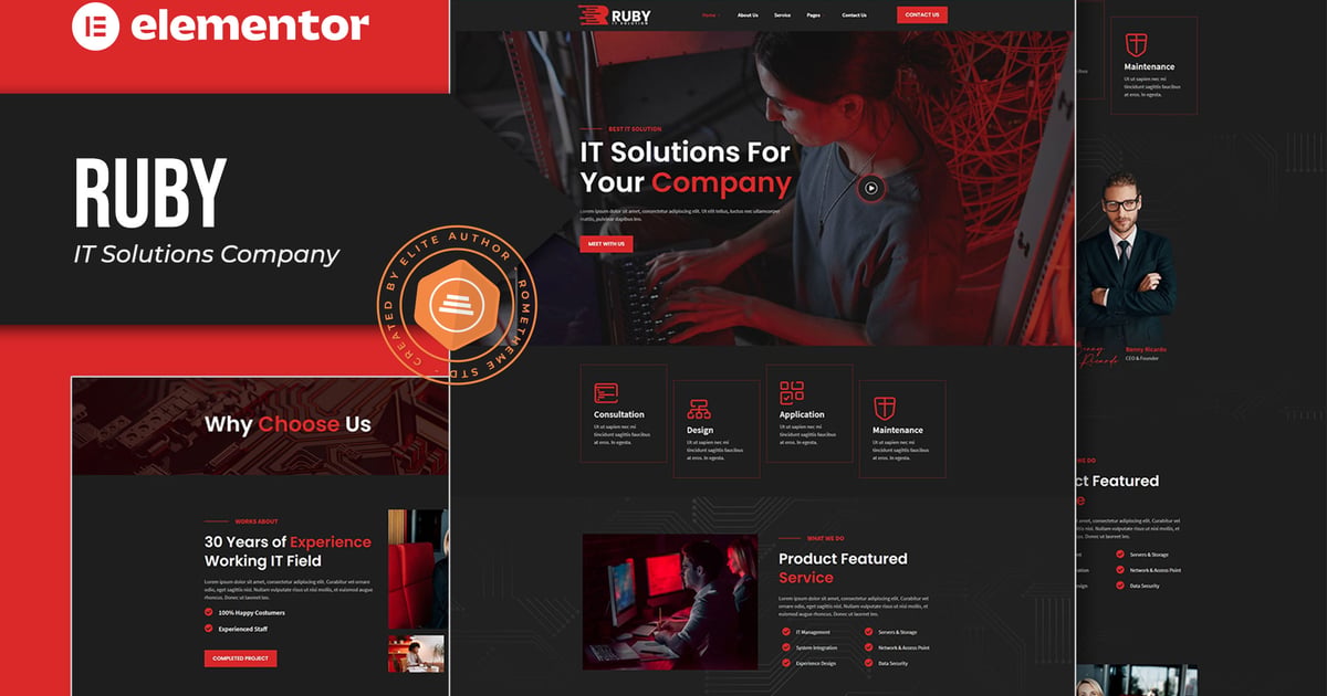 Ruby - IT Solutions Company Elementor Template Kit, WP Template Kits ft ...