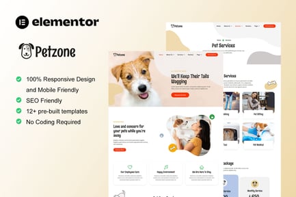 Preview: PetZone - Pet Care Services Elementor Template Kit
