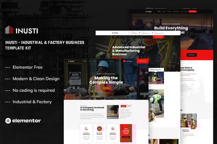 Preview: Inusti - Industrial & Factory Business Elementor Template Kit