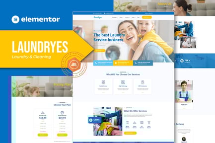 Visualização: Laundryes - Template Kit Elementor de lavanderia e limpeza