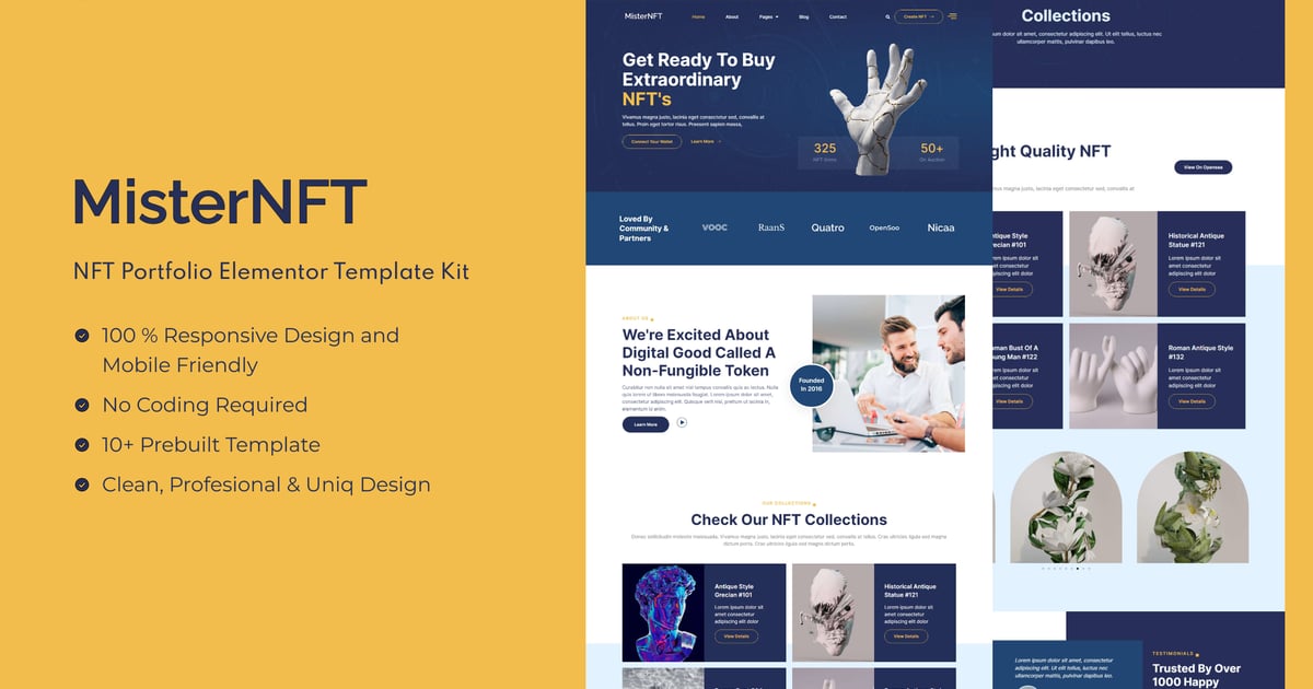 MisterNFT - NFT Portfolio Elementor Template Kit, WP Template Kits ft ...