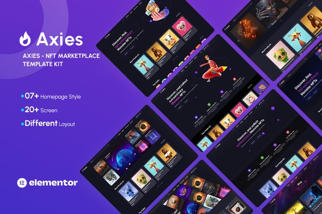 Axies – NFT Portfolio Elementor Template Kit