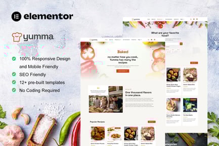 Preview: Yumma - Food Recipe Elementor Template Kit