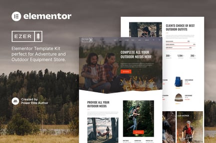 Preview: Ezer – Outdoor & Adventure Equipment Store Elementor Template Kit