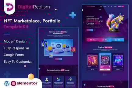 Preview: Digital Realism | NFT Elementor Template Kit