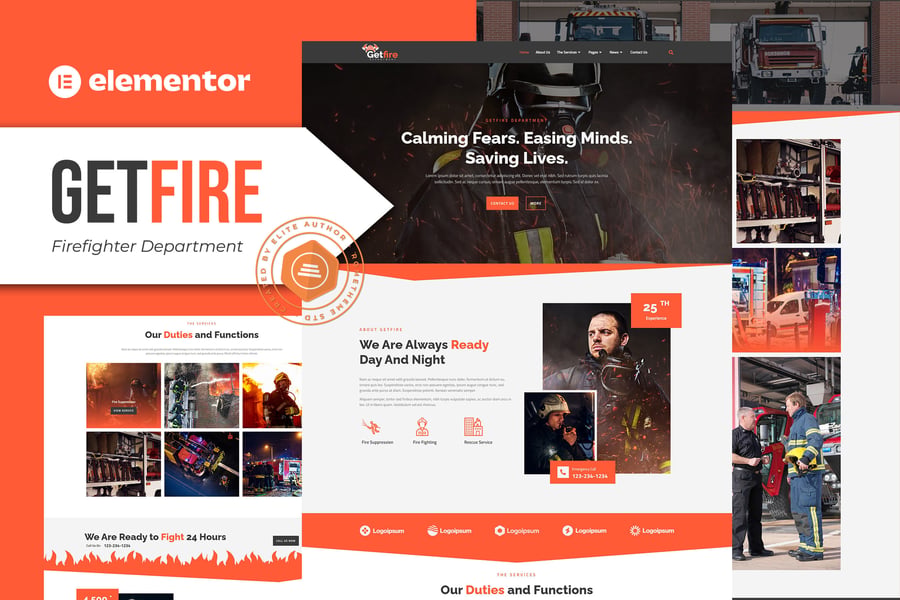 Getfire - Firefighter Department Elementor Template Kit, WP Template ...