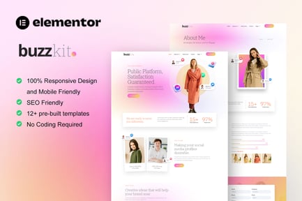 Preview: Buzzkit - Influencer & Creative Agency Elementor Template Kit