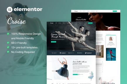 Visualização: Croise - Template Kit Elementor Pro para escola de balé e dança