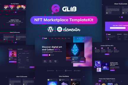 Preview: Glib | NFT Marketplace Elementor Pro Template Kit