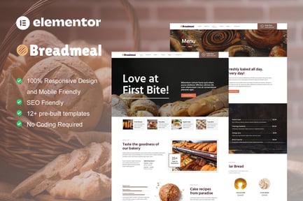 Preview: BreadMeal - Bakery & Cake Elementor Template Kit