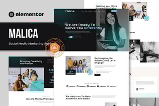 Vista previa: Malica - Template Kit Elementor para Agencia de marketing en redes sociales
