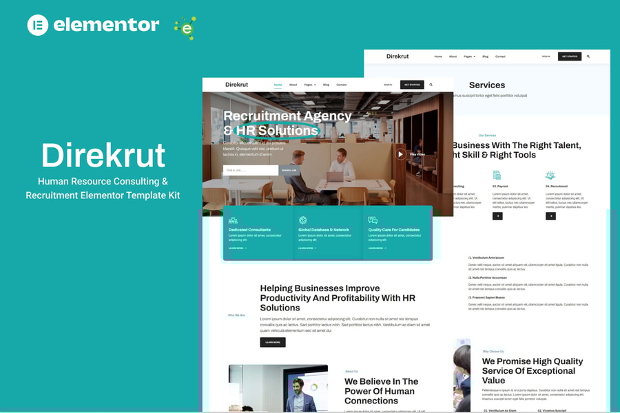 Cover for Direkrut - Human Resource Consulting and Recruitment Elementor Template Kit