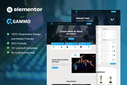 Preview: Gammo - Esports Team & Gaming Elementor Pro Template Kit