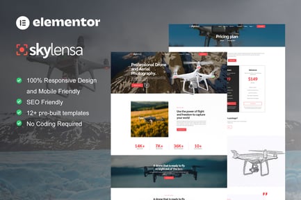 Preview: Skylensa - Aerial Photography & Videography Elementor Template Kit