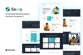 Vista previa: Savvy — Kit de plantillas Elementor para agencia de marketing en redes sociales