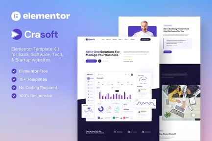 Preview: Crasoft – SaaS & Tech Startup Company Elementor Template Kit