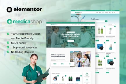 Preview: MedicaShop - Pharmacy & Medical Store Elementor Template Kit