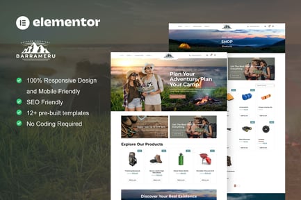 Preview: Barrameru - Outdoor Adventure Camping Store Elementor Pro Template Kit