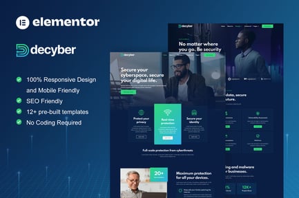 Preview: Decyber - Cyber Security Services Elementor Template Kit