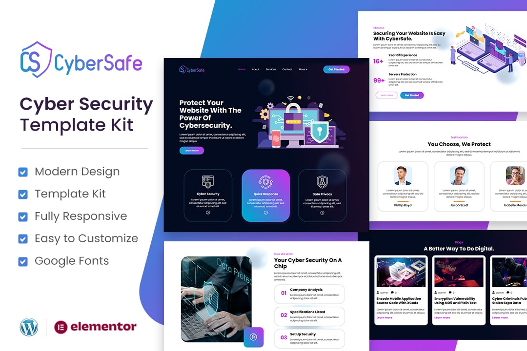 CyberSafe - Cyber Security Service Elementor Template Kit - Design ...