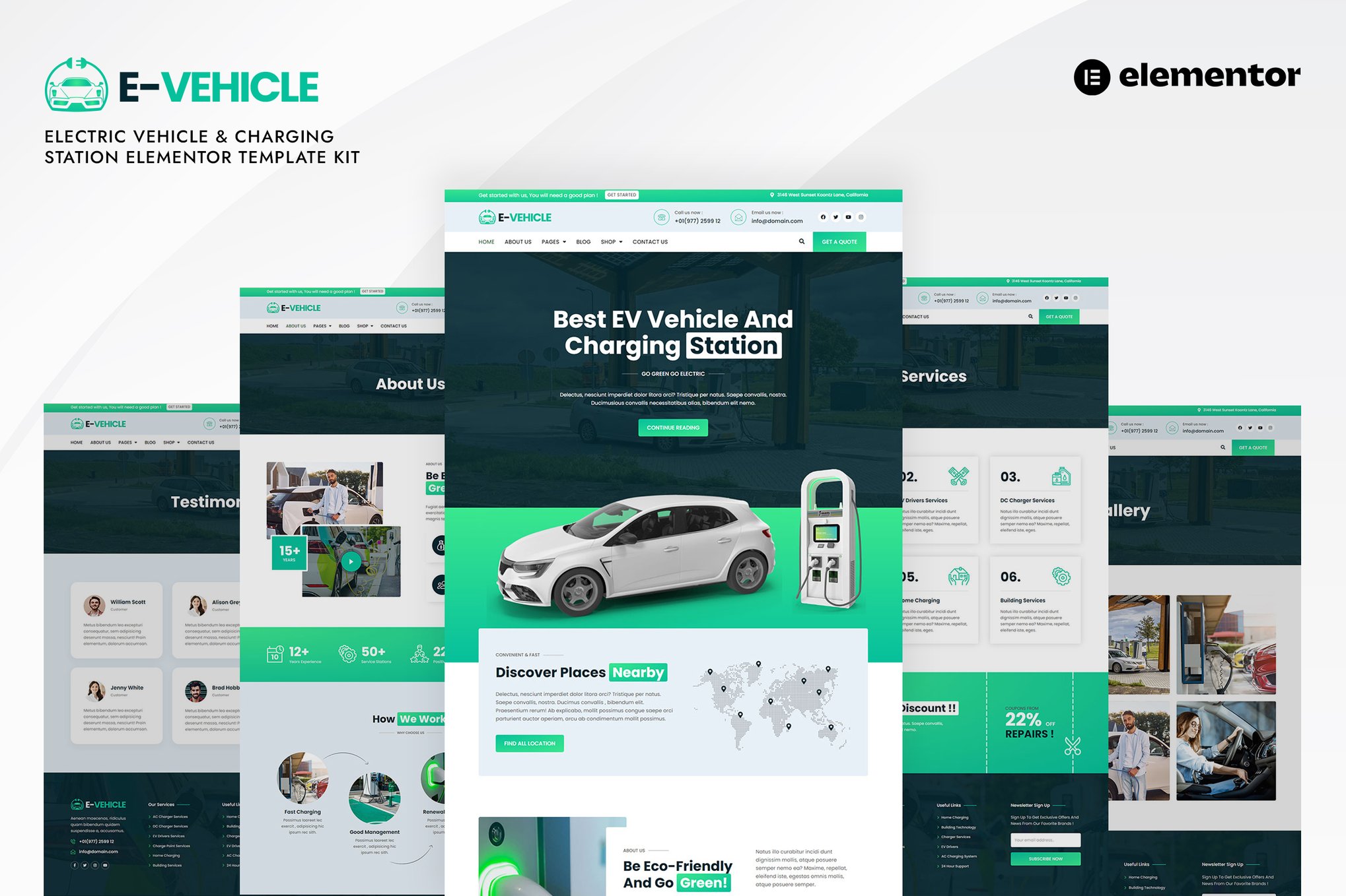 EVehicle - Electric Vehicle & Charging Station Elementor Template Kit ...