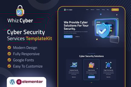 Preview: WhizCyber - Cyber Security Elementor Template Kit