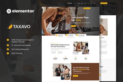 Preview: Taxavo - Tax Advisor & Financial Consulting Elementor Template Kit