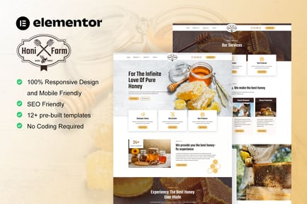 Preview: HoniFarm - Honey Bee Farm Elementor Template Kit