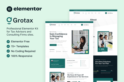 Preview: Grotax – Tax Advisor & Consulting Firm Elementor Template Kit