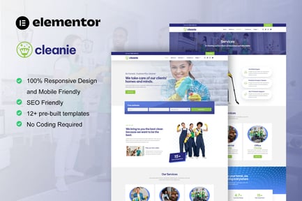 Preview: Cleanie - Cleaning Service Company Elementor Template Kit