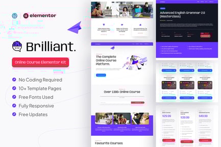 Visualização: Brilliant - Template Kit Elementor Pro para cursos online
