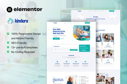 Preview: Kindera - Child Therapist & Psychologist Service Elementor Template Kit