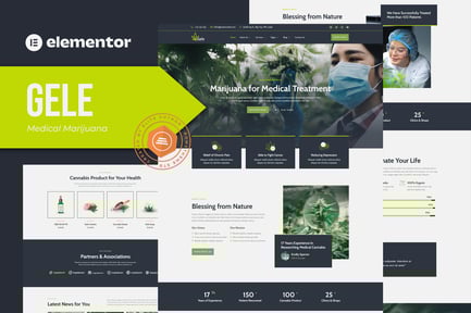 Preview: Gele - Medical Marijuana & Medicine Elementor Template Kit