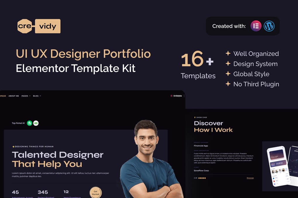 Item: Crevidy - UI UX Designer Portfolio Elementor Pro Template Kit by ...