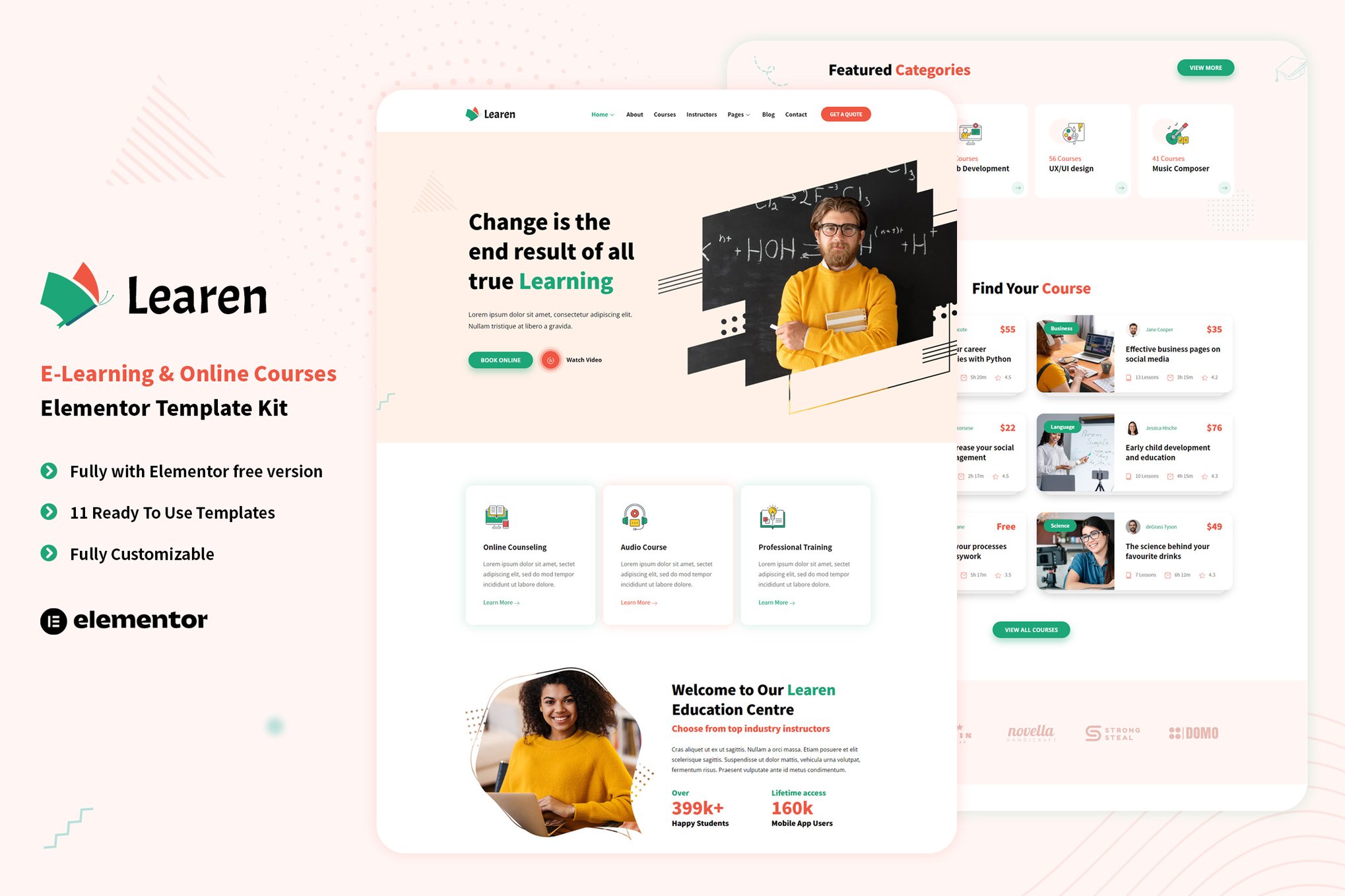 Learen - Template Kit Elementor para cursos online e e-learning, Kits ...