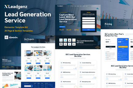 Preview: Leadgenz - Lead Generation & Sales Agency Elementor Pro Template Kit