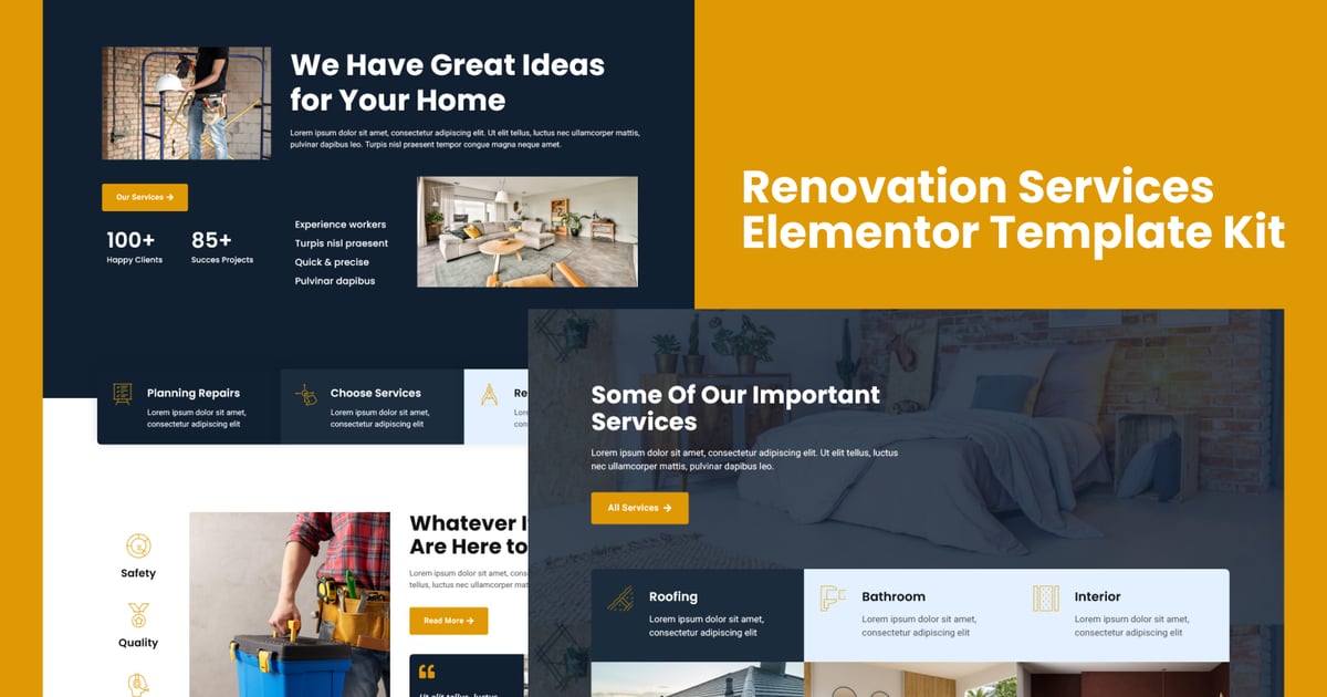 Renoba - Renovation Services Elementor Template Kit, WP Template Kits ...
