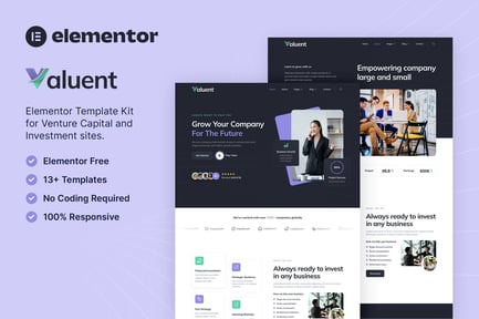 Preview: Valuent – Venture Capital & Investment Elementor Template Kit