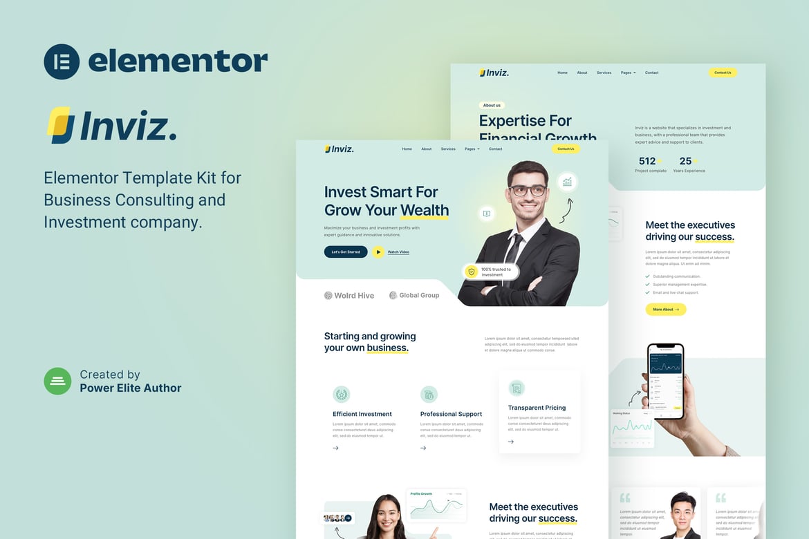 Inviz — Template Kit Elementor para consultoría empresarial e inversión ...