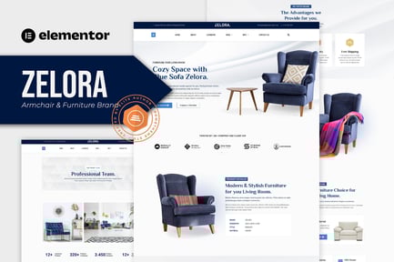 Preview: Zelora - Armchair & Furniture Brand Elementor Template Kit