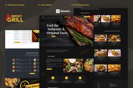 Preview: Smoky Grill - Restaurant & Cafe Elementor Pro Template Kit