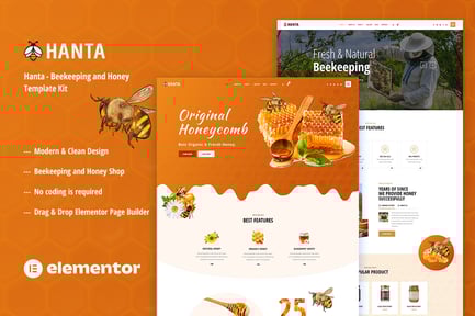 Preview: Hanta - Beekeeping & Honey Elementor Template Kit
