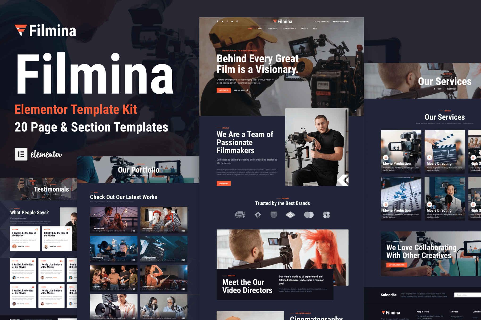 Filmina - Filmmakers & Videographer Elementor Template Kit, WP Template ...