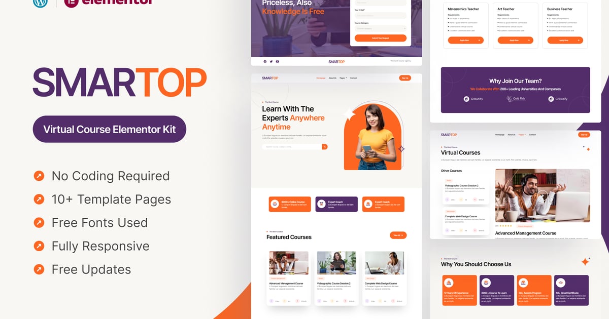 Smartop - Virtual Course Elementor Pro Template Kit, WP Template Kits ...