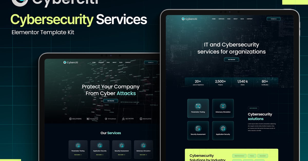 Cyberciti - Cyber Security Services Elementor Template Kit, WP Template ...