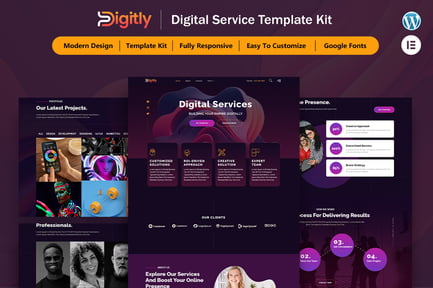 Preview: Digitly - Digital Service Agency Elementor Template Kit