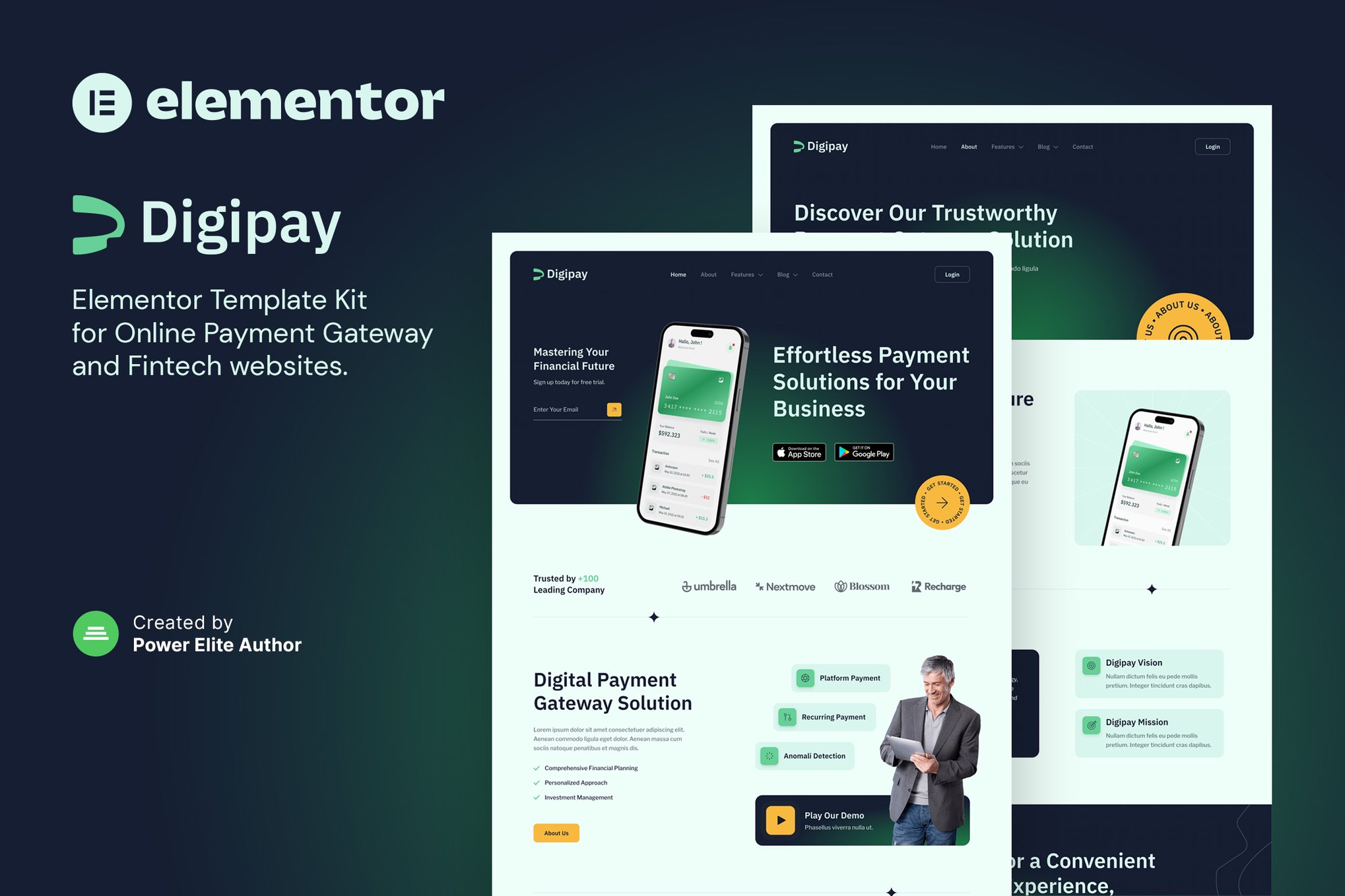 Digipay – Online Payment Gateway & Fintech Elementor Template Kit, WP ...